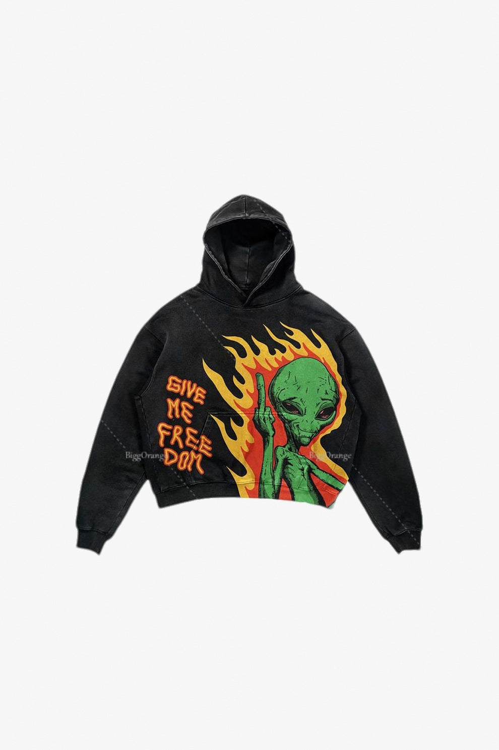 Punk Print Hoodie flat-lay