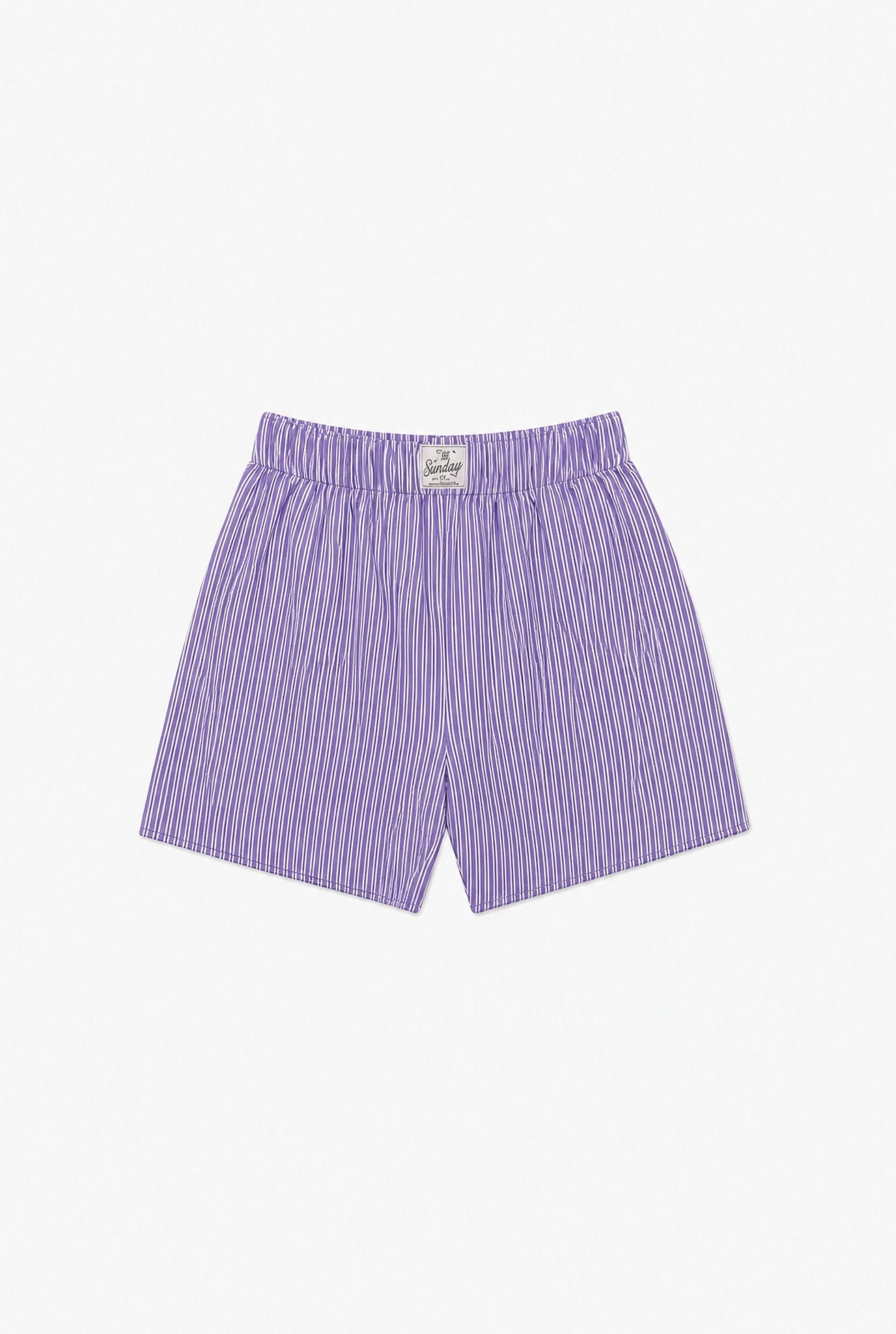 Purple Letter Shorts flat-lay