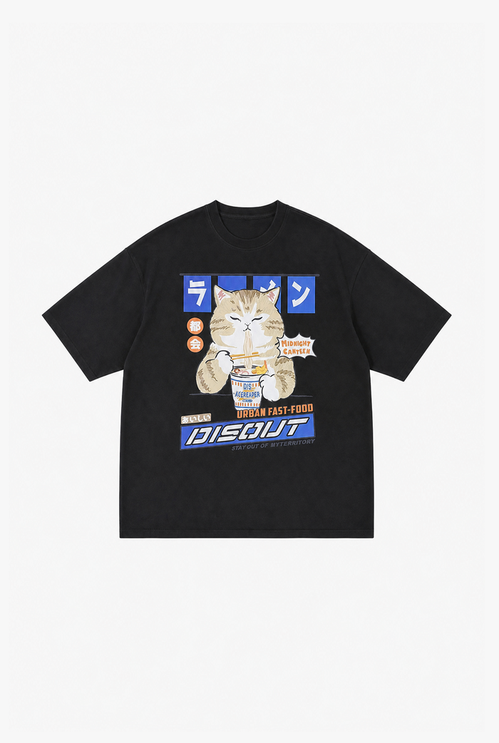 Ramen Cat Tee flat-lay