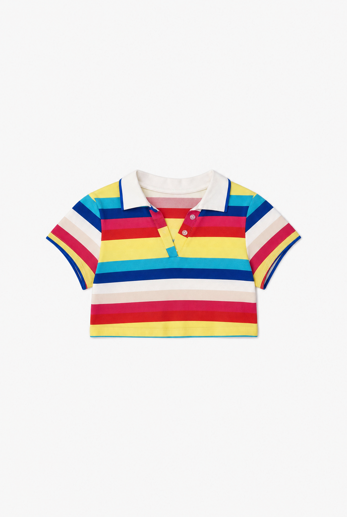Red Slim V Neck Tee flat-lay
