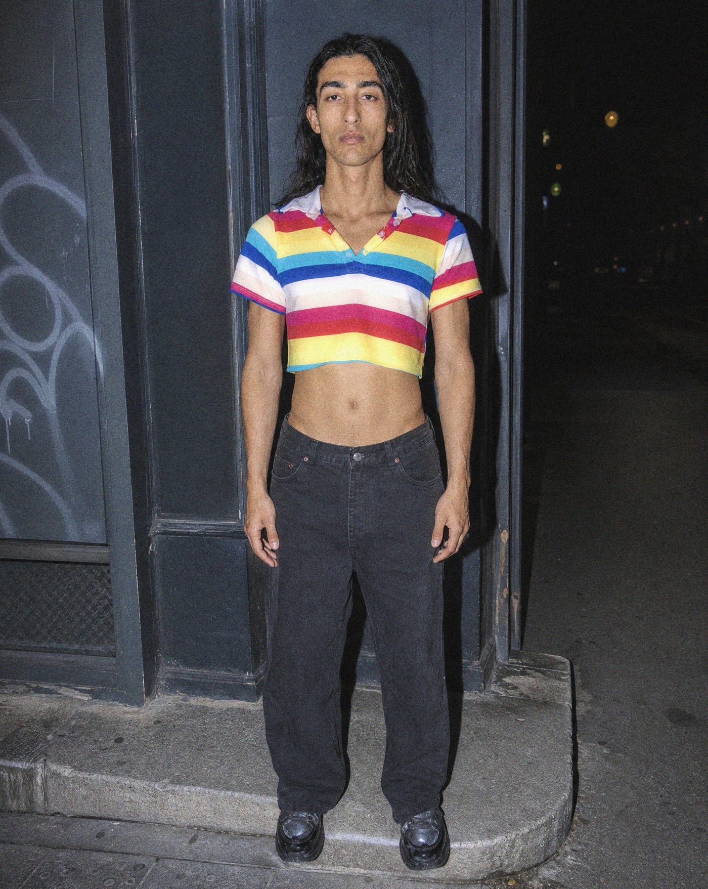 BLNKA editorial - Red Slim V Neck Tee