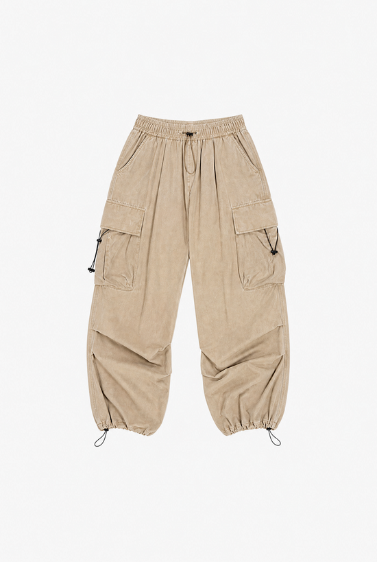 Sand Cargo Pants — women's baggy beige cargo pants by Sulta Studios