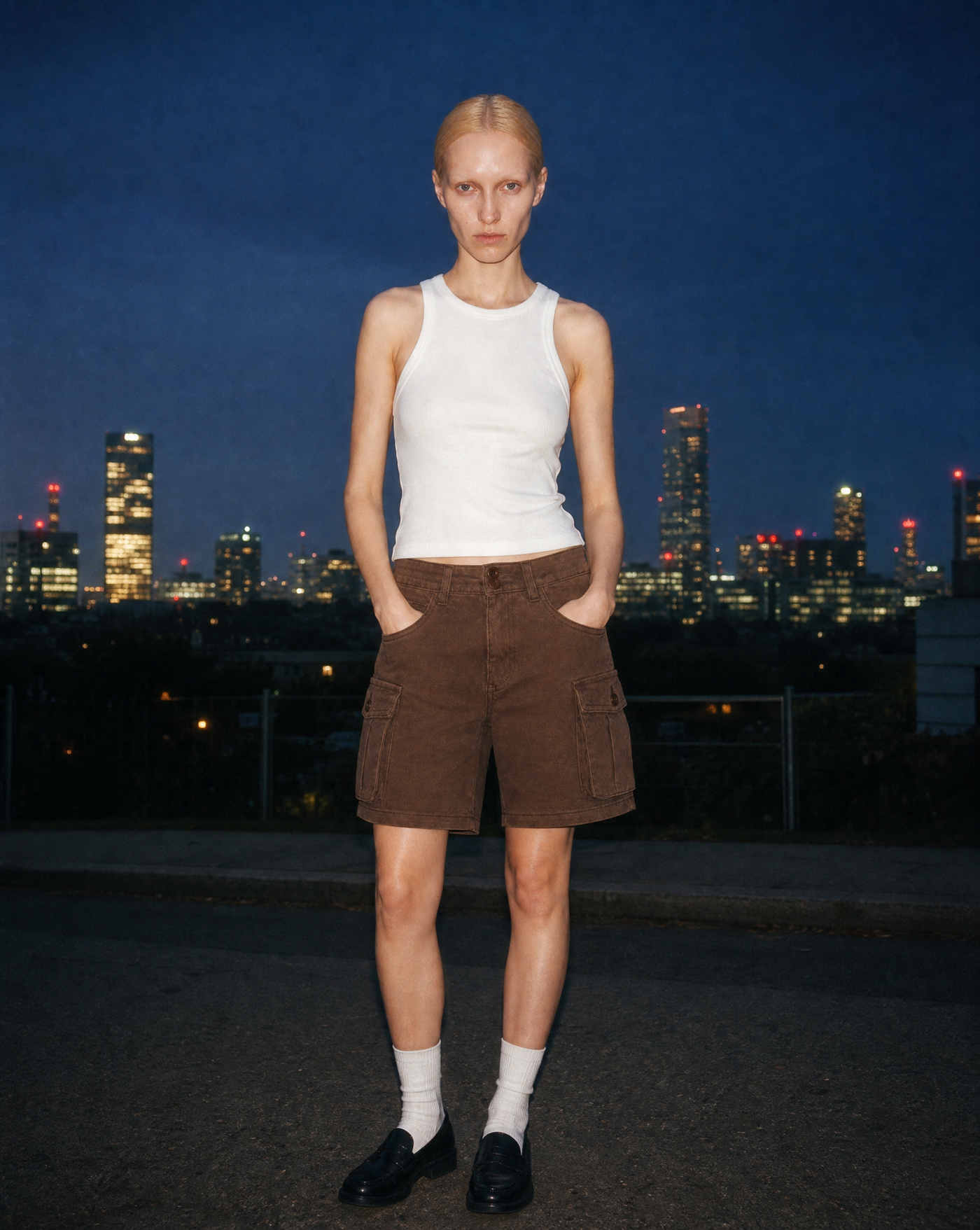 Sandstorm Cargo Shorts — female model editorial shot by Sulta Studios