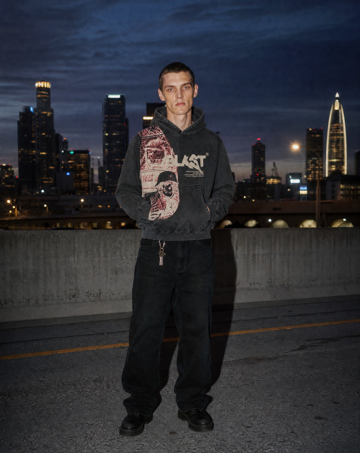 Skull Letter Hoodie — male model editorial shot by Sulta Studios