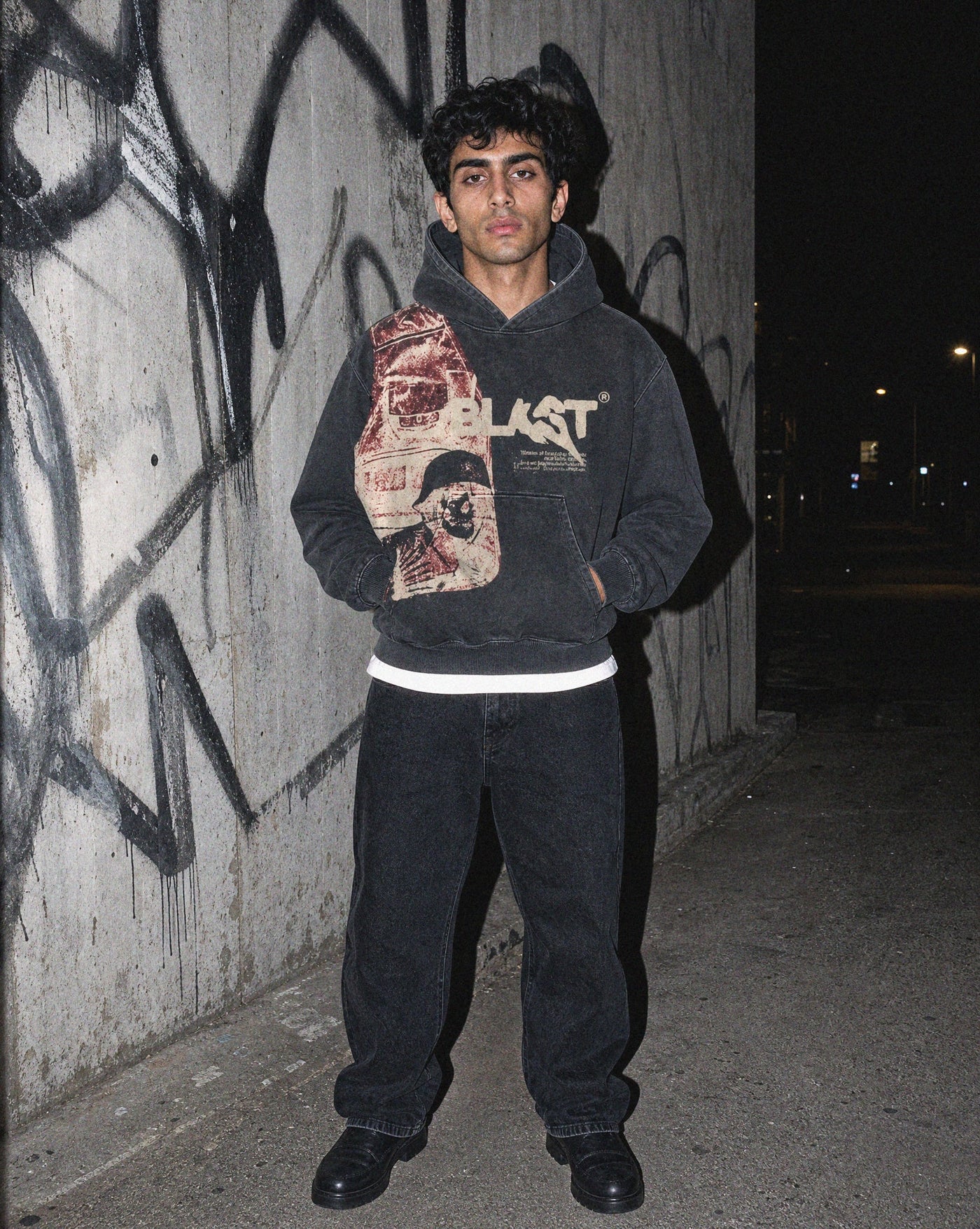 BLNKA editorial - Skull Letter Hoodie