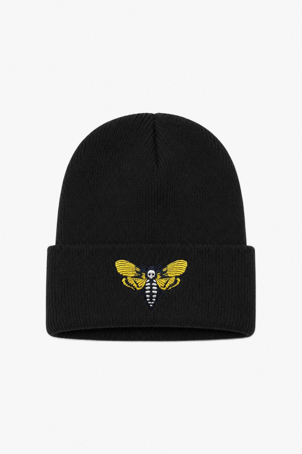 Skull Moth Beanie flat-lay