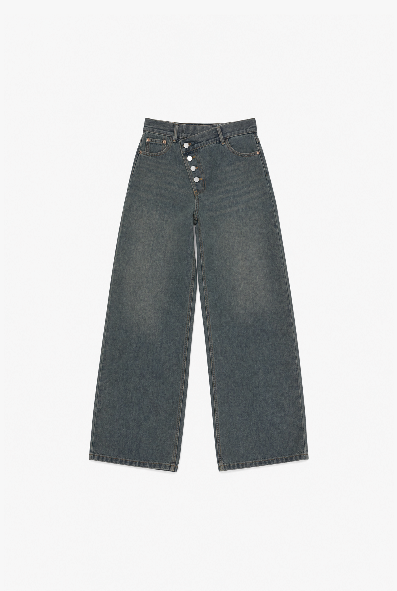 Slant Fly Denim — men's dark blue wide-leg jeans by Sulta Studios