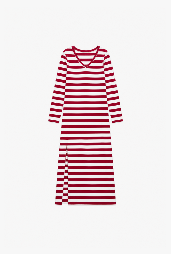Slit Print Dress flat-lay