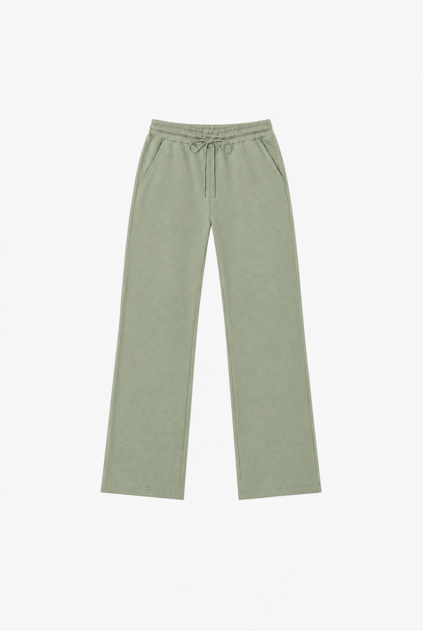 Snowdrift Sweatpants — green fleece wide-leg sweatpants flat lay by Sulta Studios