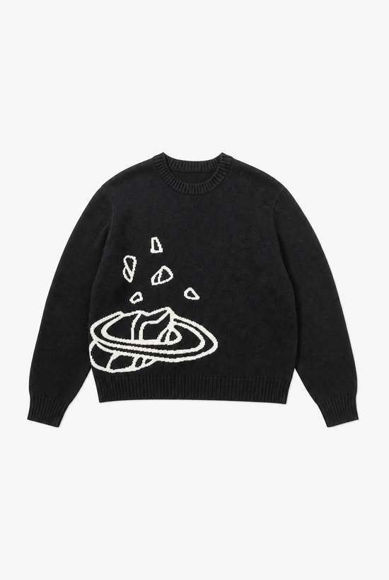 Space Star Knit — beige and black star knit sweater by Sulta Studios