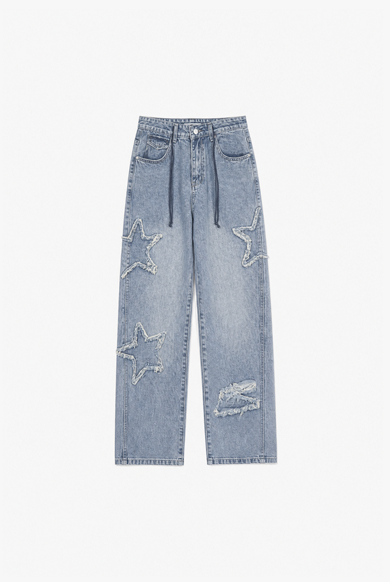 Star Cargo Jeans — women's baggy blue cargo jeans by Sulta Studios