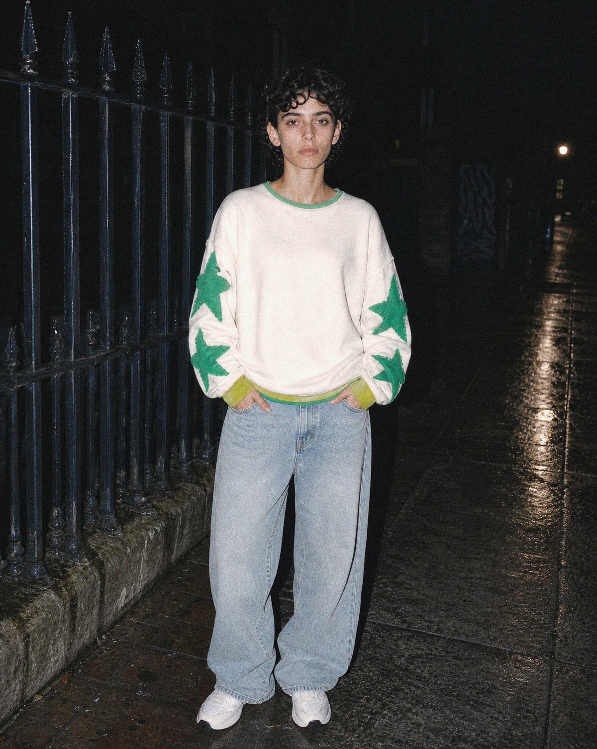 Star Drop Crew — women's green crewneck sweatshirt by Sulta Studios