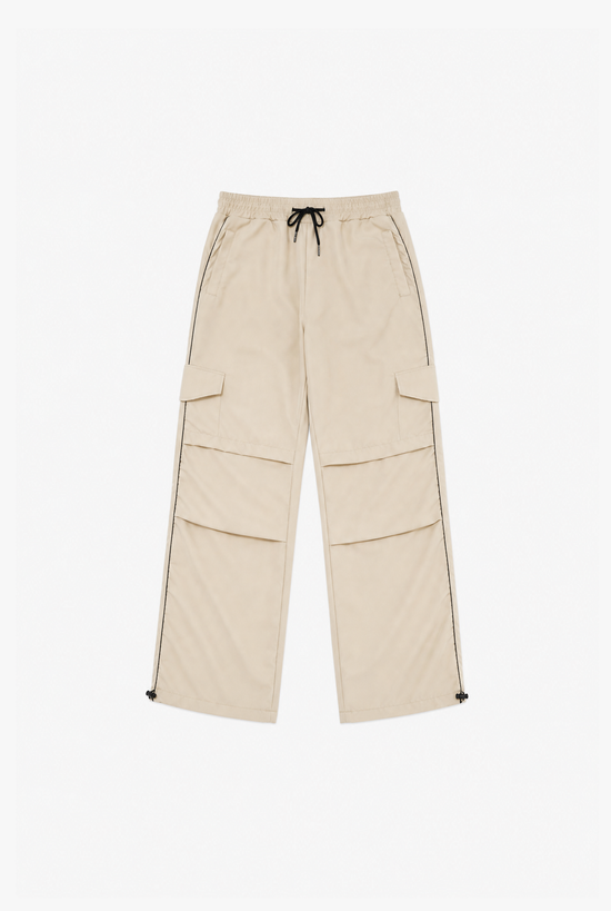Stripe Cargo — women's light grey striped cargo pants by Sulta Studios