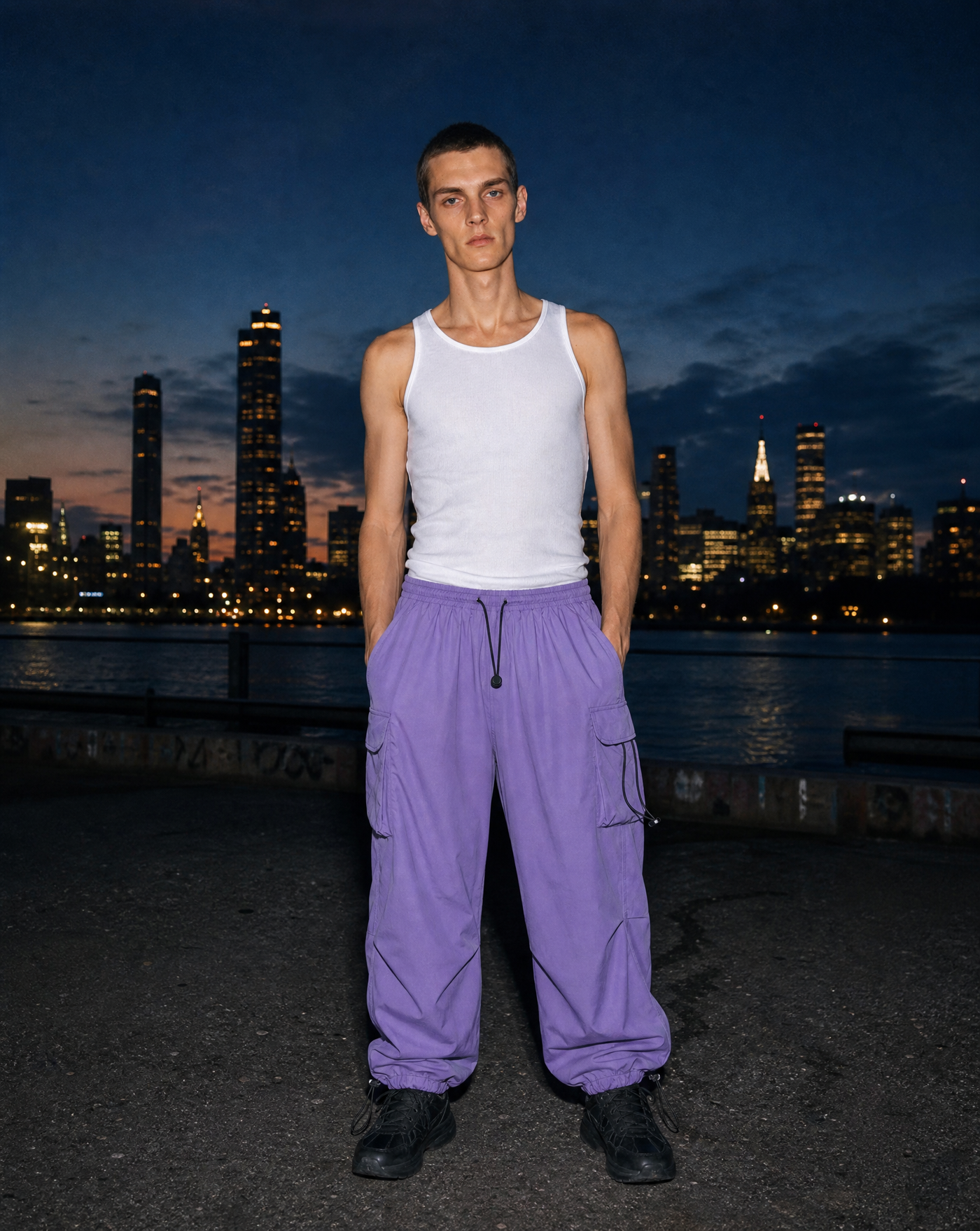 Strobe Cargo Pants — male model editorial shot by Sulta Studios
