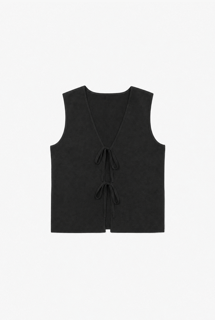 Tie Front Knit Vest flat-lay