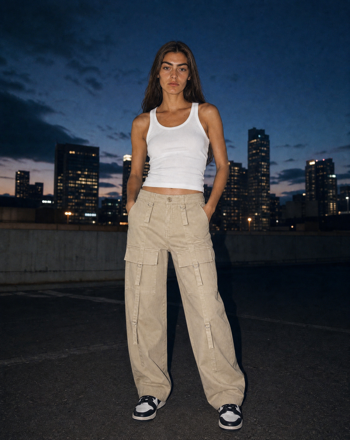 Utility Cargo Pants — female model editorial shot by Sulta Studios