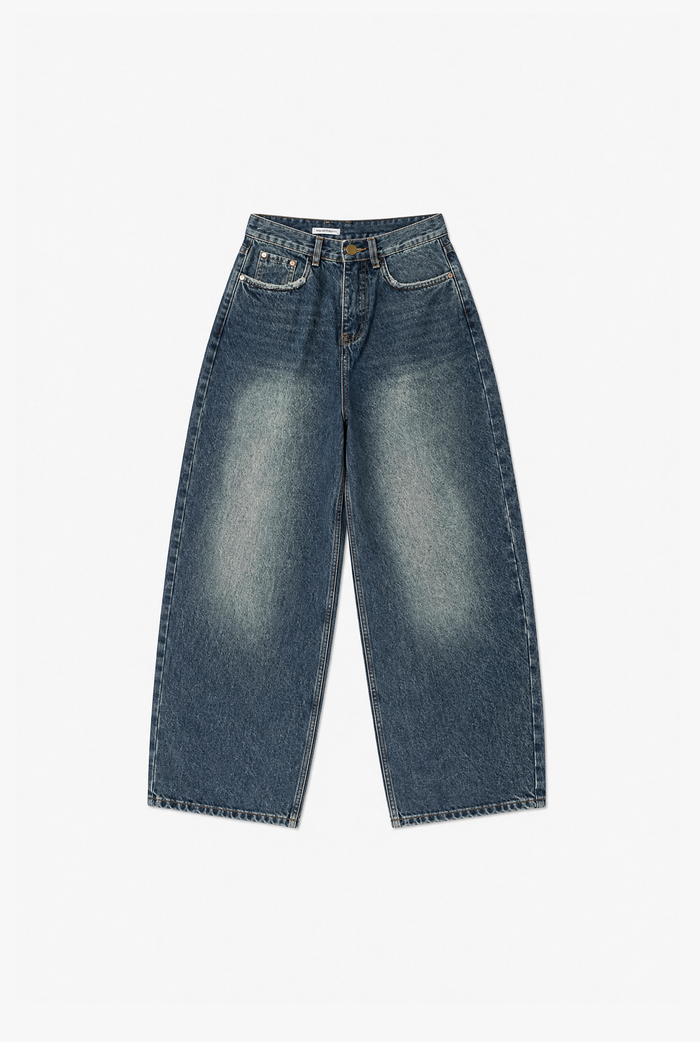 Washed Baggy Denim Jeans flat-lay