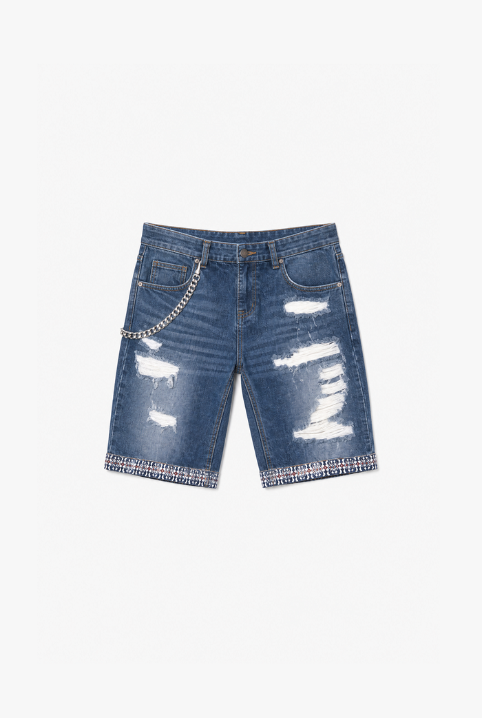 Washed Denim Shorts flat-lay