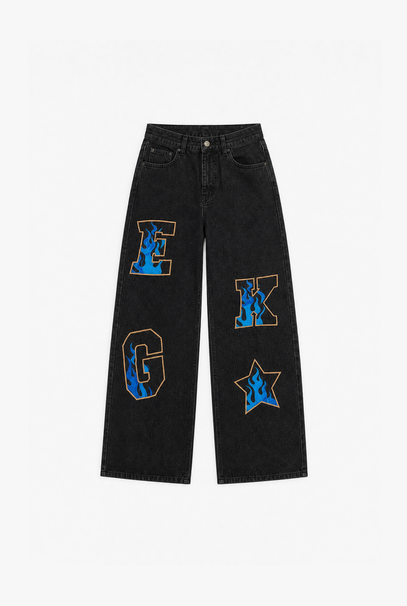 Wide Leg Black Denim flat-lay