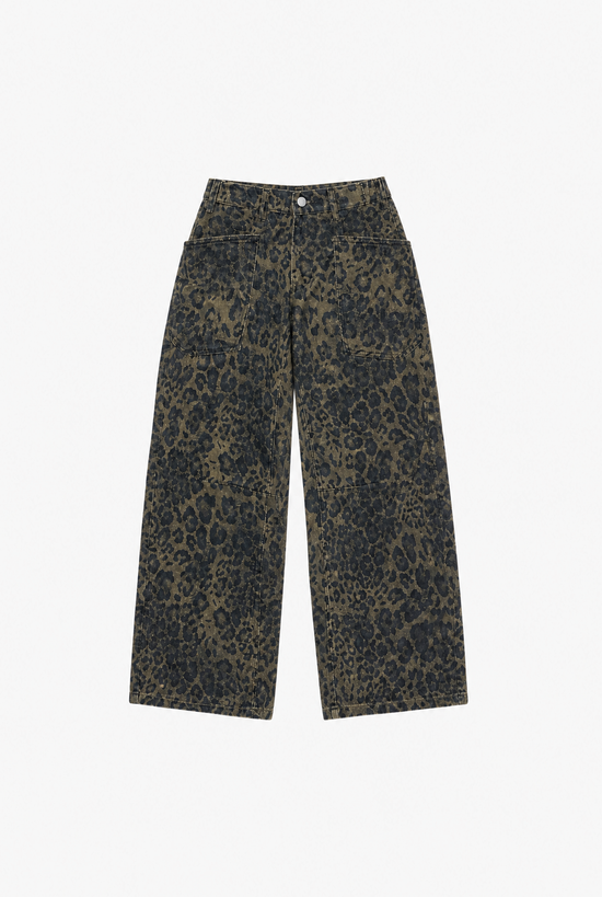Wildcat Denim Jeans — women's leopard print wide-leg jeans by Sulta Studios