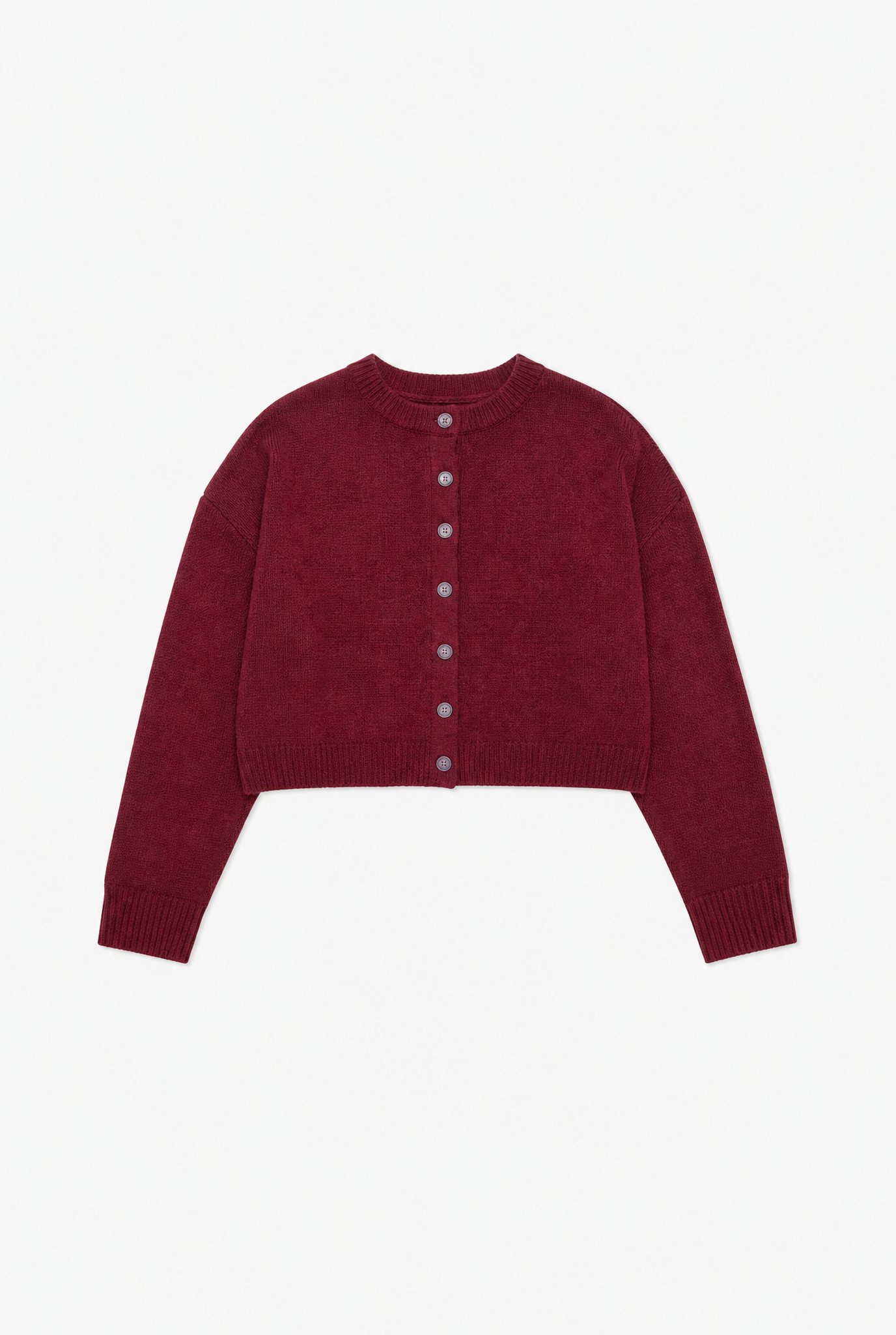 Wine Knit Cardigan flat-lay