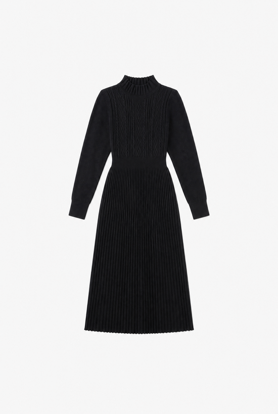 Wooden Ear Knit Dress — women's beige and black knit dress by Sulta Studios